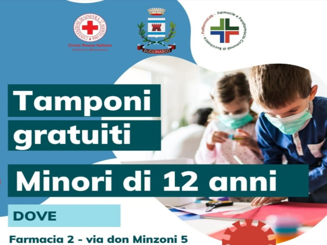 Buccinasco, Tamponi gratuiti per i minori di 12 anni