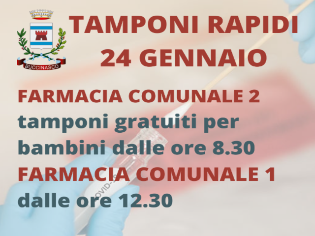 Tamponi rapidi nelle farmacie di Buccinasco, orari 24 gennaio