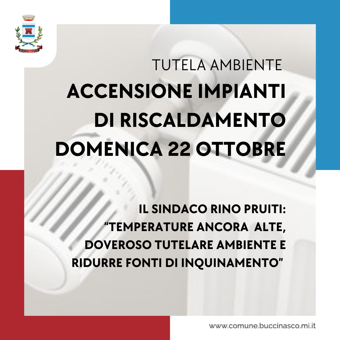 Accensione dei riscaldamenti a Buccinasco il 22 ottobre