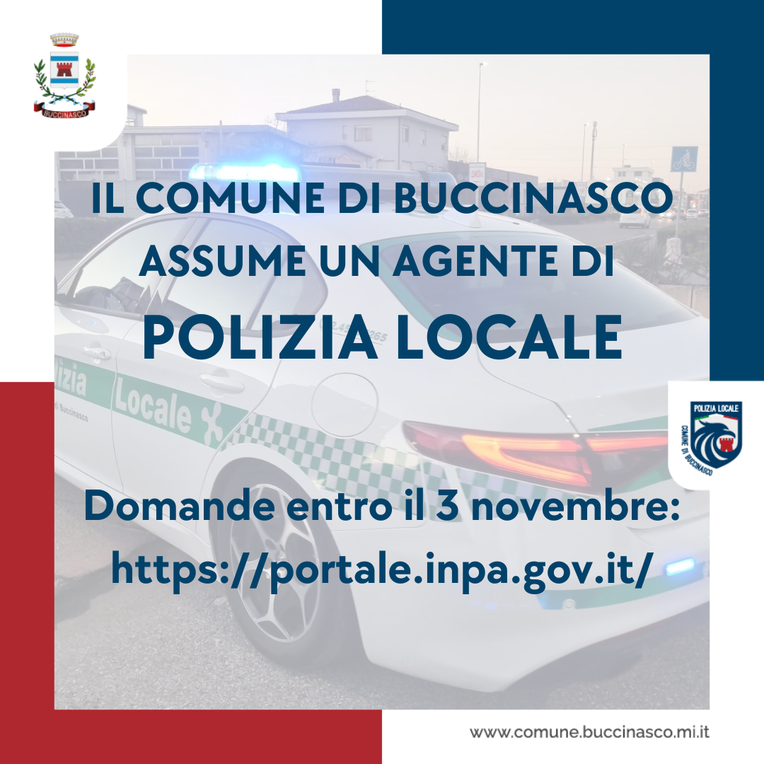 Il Comune di Buccinasco assume un agente di Polizia locale