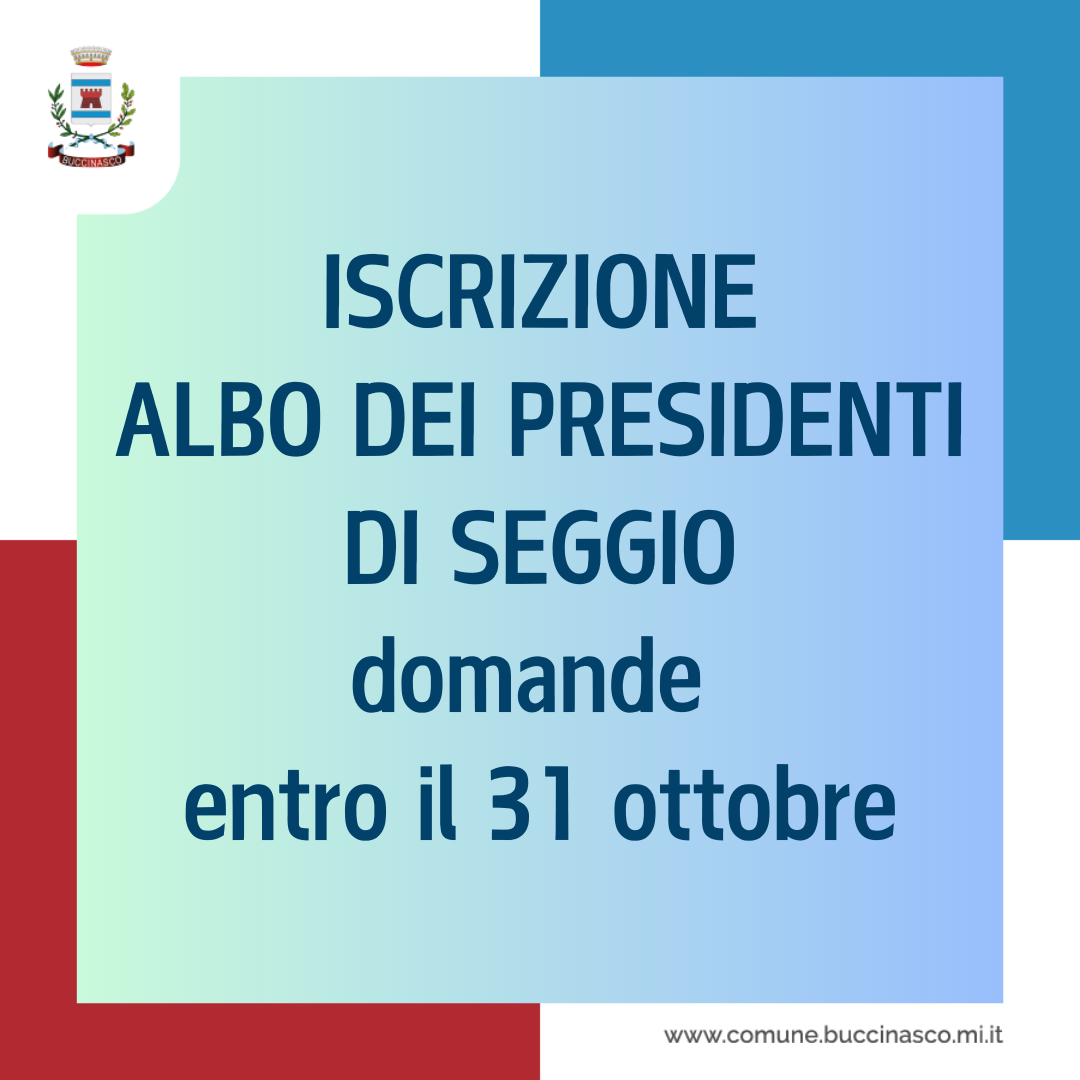 Albo dei Presidenti di Seggio di Buccinasco, domande entro il 31 ottobre