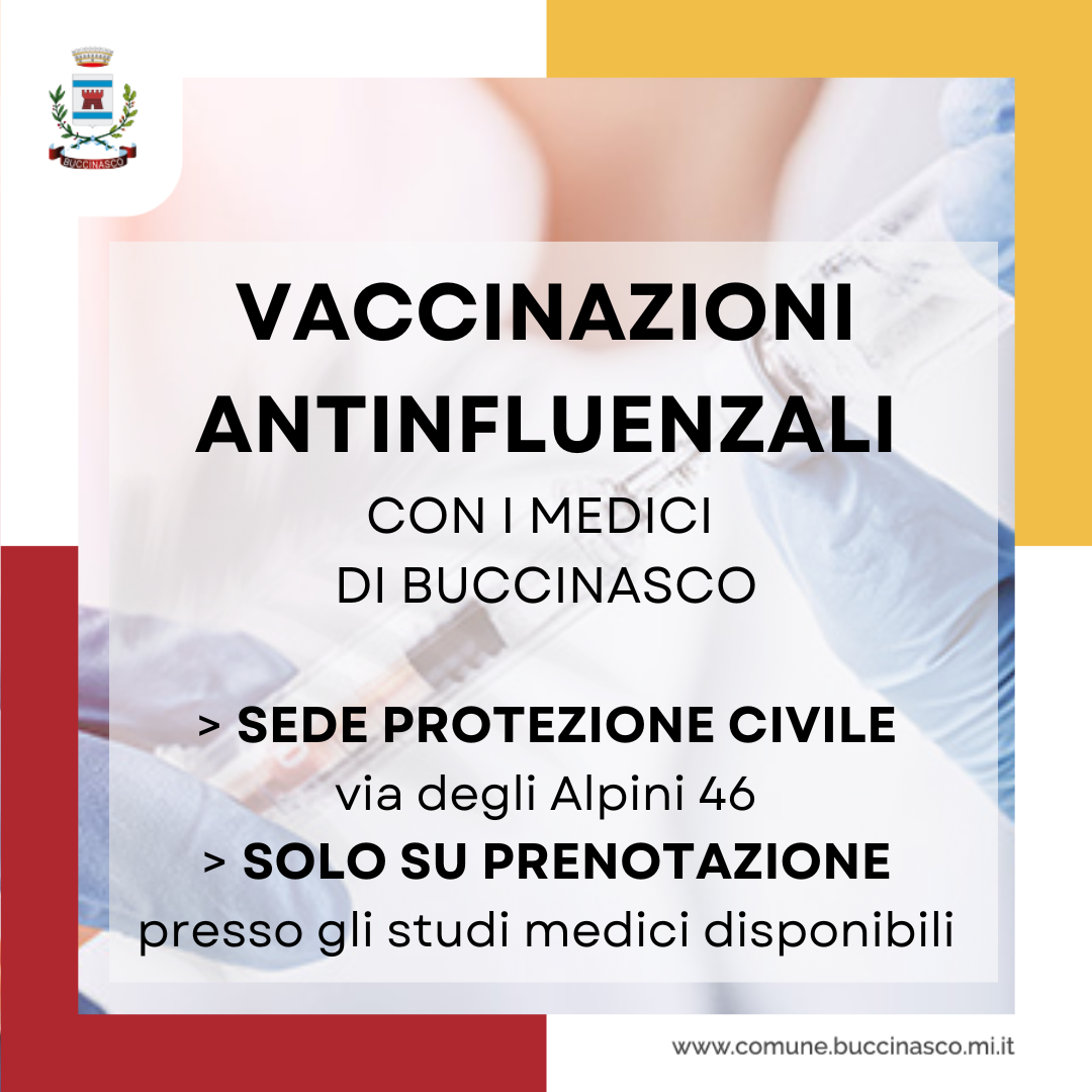 Campagna vaccinale antinfluenzale a Buccinasco: medici di famiglia e pediatri nella sede della Protezione Civile. Su prenotazione